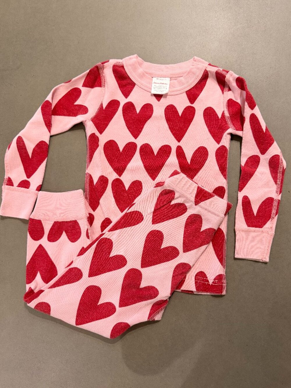 Hanna Andersson Pink Red Heart Pajama Set Size 3